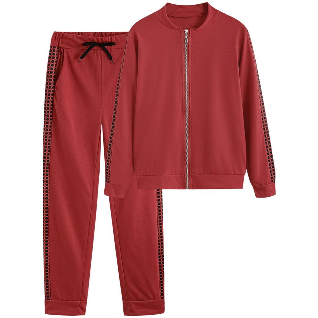 Conjuntos de Dos Piezas para Mujer Otoño Traje Deportivo para Mujer Chaqueta Oversize y Pantalones Casual Traje Deportivo Conjunto de 2 Piezas Talla Grande