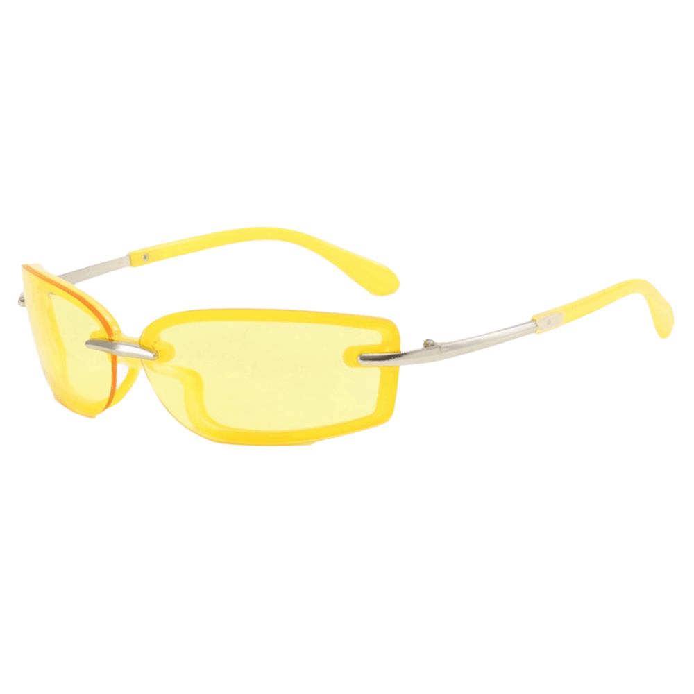 

Metal Candy Color Rimless Sunglasses Y2K Frameless UV Protection Sun Glasses PC Wrap Around Dopamine Square Sunglasses Fashion жёлтый