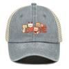 LOVE Heart Cat Printed Sun Hat Adjustable Vintage Simple Snapback Baseball Cap Flat Brim For Women Unisex Outdoor Camping Golf