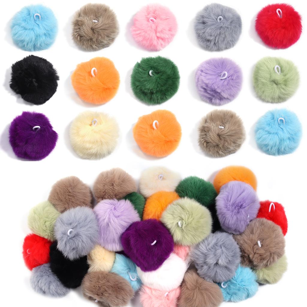 2pcs/lot 6cm Mink Fur Ball Pendants Colorful Fur Pom Poms Ball Charms DIY Keychain Hairpin Earrings Jewelry Crafts Accessories