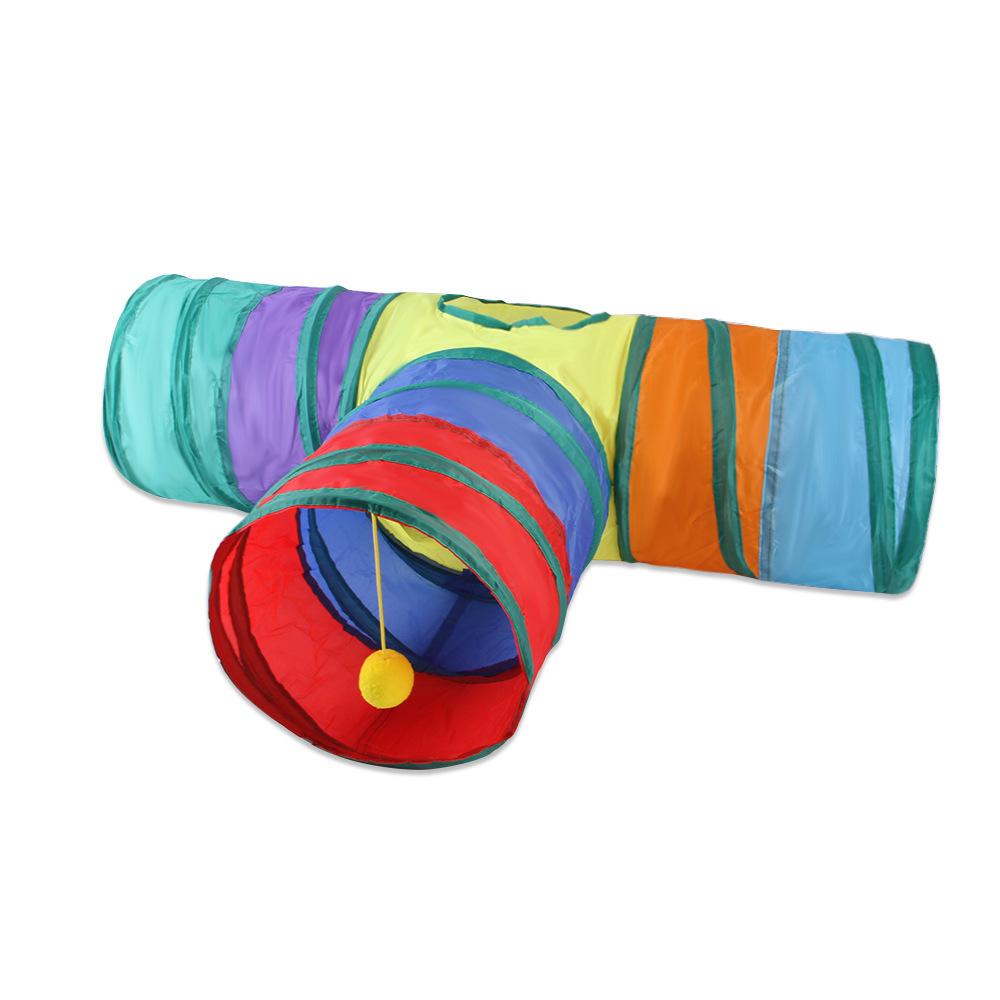 Rainbow Cat Tunnel Toy – Interactive Pet Play Tube