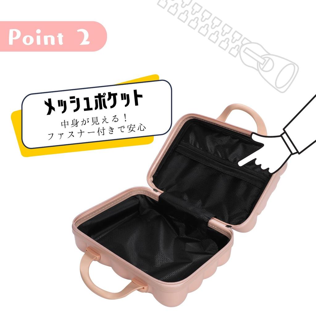 Partools Mini Suitcase, Fluffy Pastel Pink, Carry-on Bag, Storage Case, Stylish, Lightweight, Carry-on Compatible (Pink)