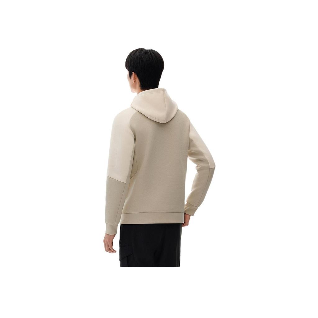 Anta Comfortable Casual Minimalist Color-Block Zip-Up Hooded Jacket Men Jacket Stone-White Dune-Gray 152517718S-1
