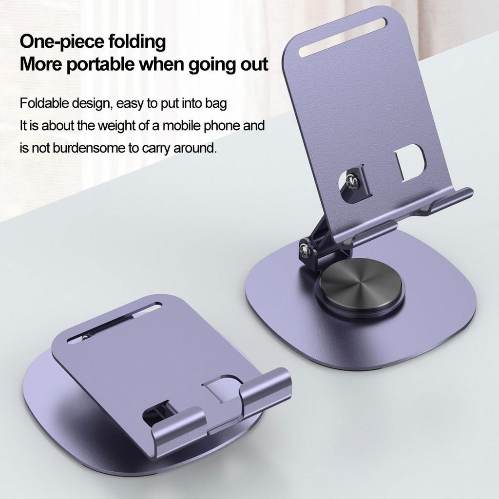 Otáčanie o 360° Celokovová zliatina hliníka Držiak mobilného telefónu Univerzálna konzola Skladací dizajn s dvojitým hriadeľom Stabilný proti pádu pre iPhone / iPad