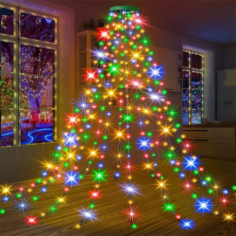 Christmas Tree String Lights with Green Ring Usb Charge Christmas Lights Waterproof String Light for Outdoor Indoor Xmas Decor