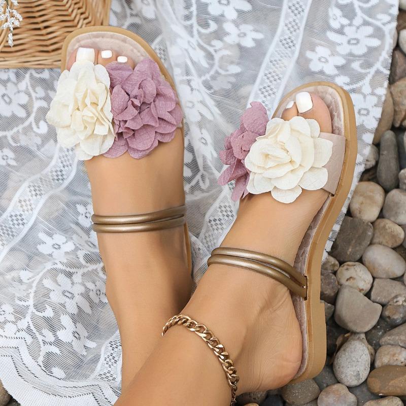 Fashion Summer Sandals for Women, Fashionable Fairy Style, Flat Bottom, Open Toe, Genuine Leather, Non-slip, Women's Shoes
