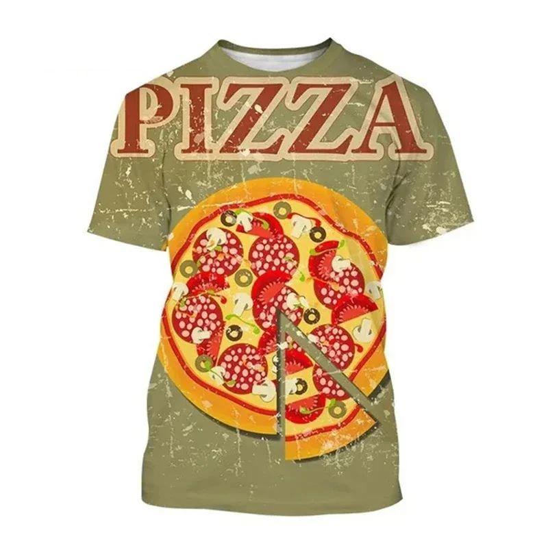 

Футболка с забавным принтом «Пицца» для мужчин и женщин, летняя мода, короткие рукава, 3D-печать еды, повседневная, индивидуальность, для детей, Y- 6XL