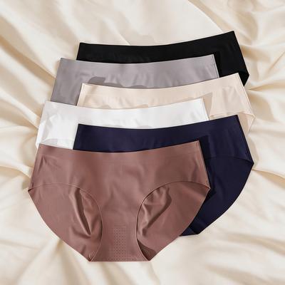 Seamless Ice Silk Butt-Lifting Tummy-Control Mid-Waist Plus Size Panties with Breathable Cotton Crotch