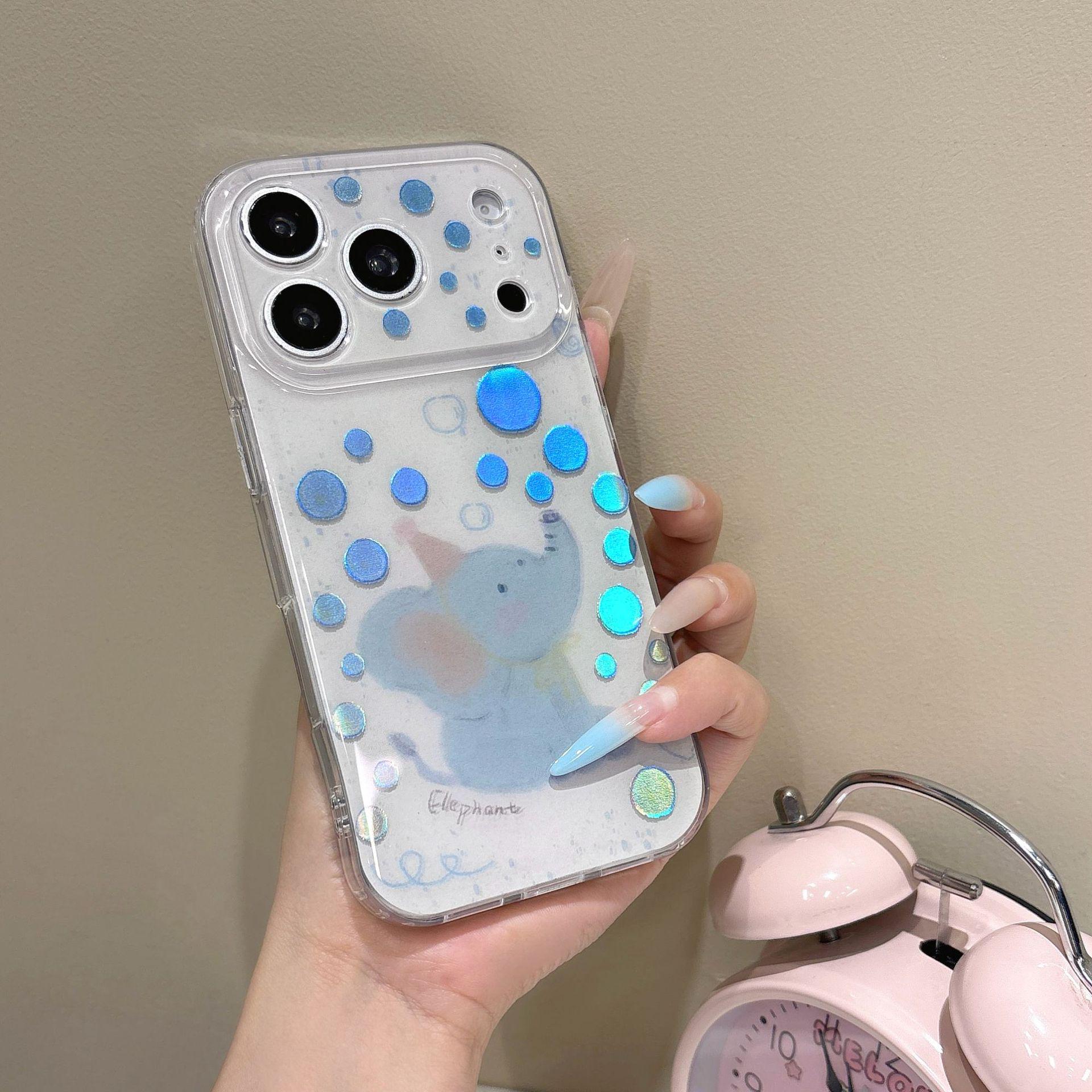 Gold Foil Elephant Bubble Case for iPhone 17 Pro Max/16 PM/15 Female iPhone 16 Pro Max