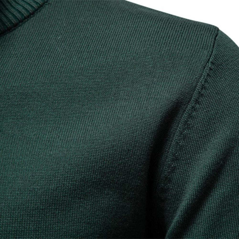 2026 Solid Color Pure Cotton Pullover with Male Standing Collar, Sliding Zipper, Form-fitting Men's Knitted Shirt Top