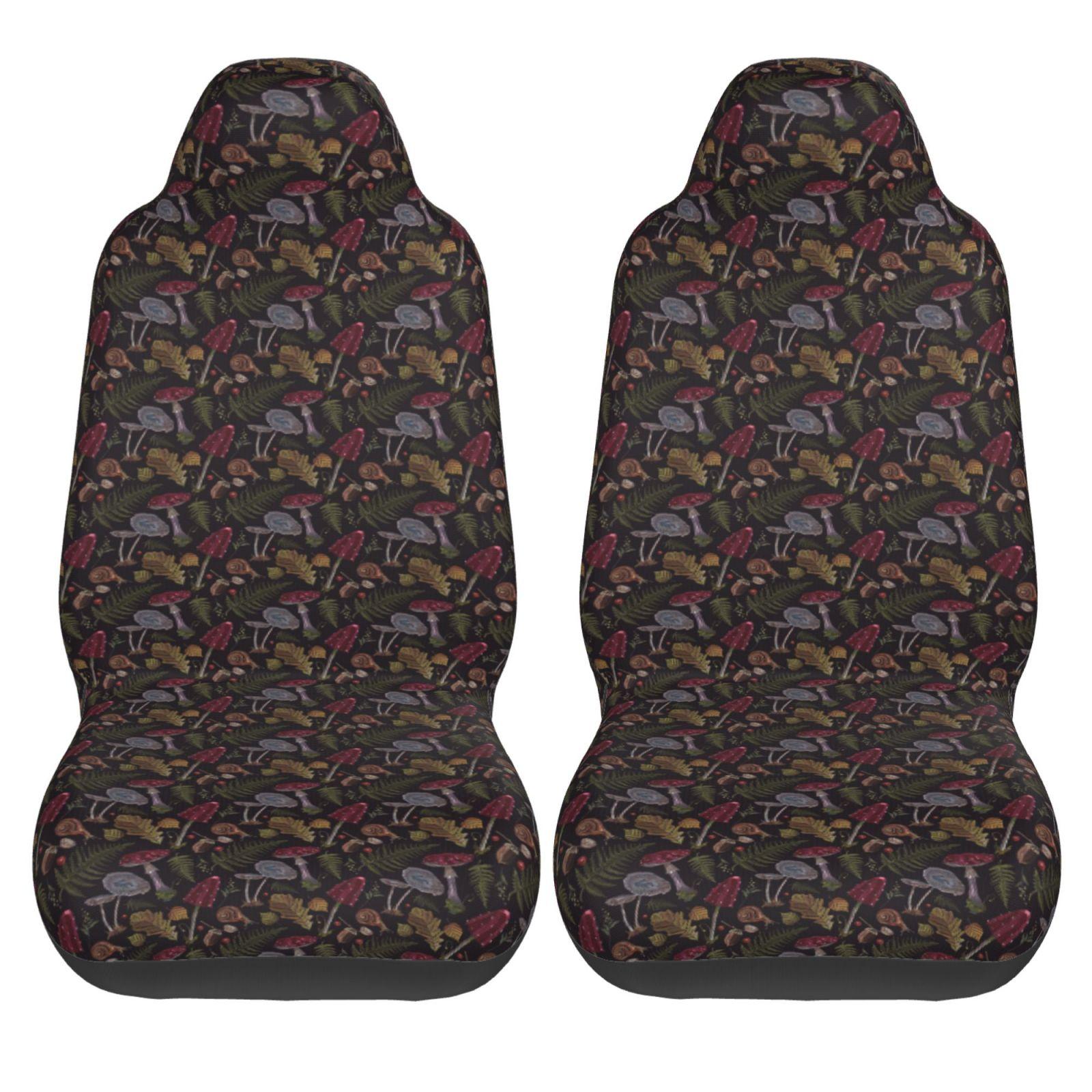 Thanksgiving Mushrooms Harvest Botanical Night Garden Print Car Seat Cover 2pcsUniversal Front Protector Accessories Cushion Set чёрный