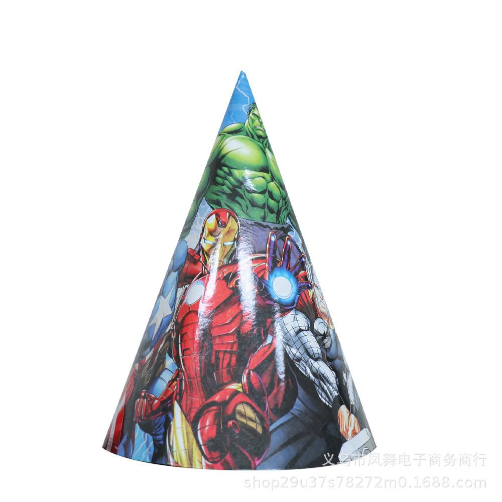 Cartoon Avengers Theme Children'S Birthday Party Ornaments Invitation Cami Flower Box Paper Hat Paper Towel Flag