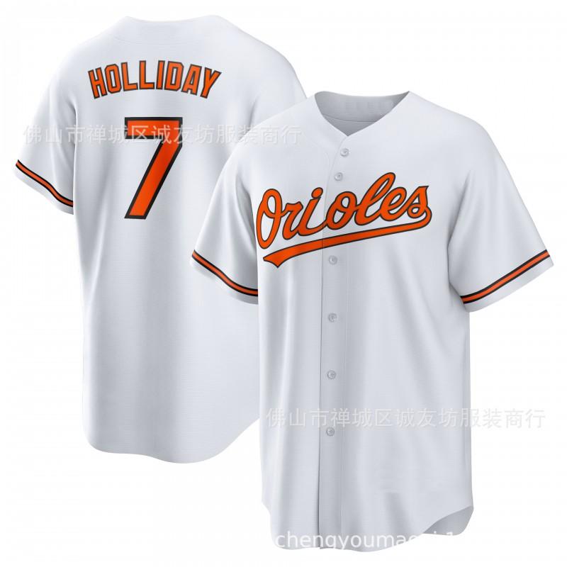 Baltimore Orioles 7 Orange Baseball Jersey With Holliday Embroidered Number Unisex Sport Fan Apparel