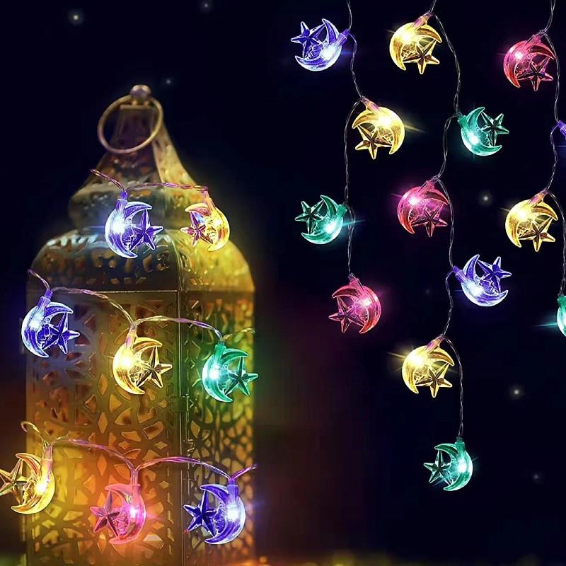 LED String Lights Ramadan Eid Decorations Star Moon Castle Theme Indoor Outdoor Festival Lighting