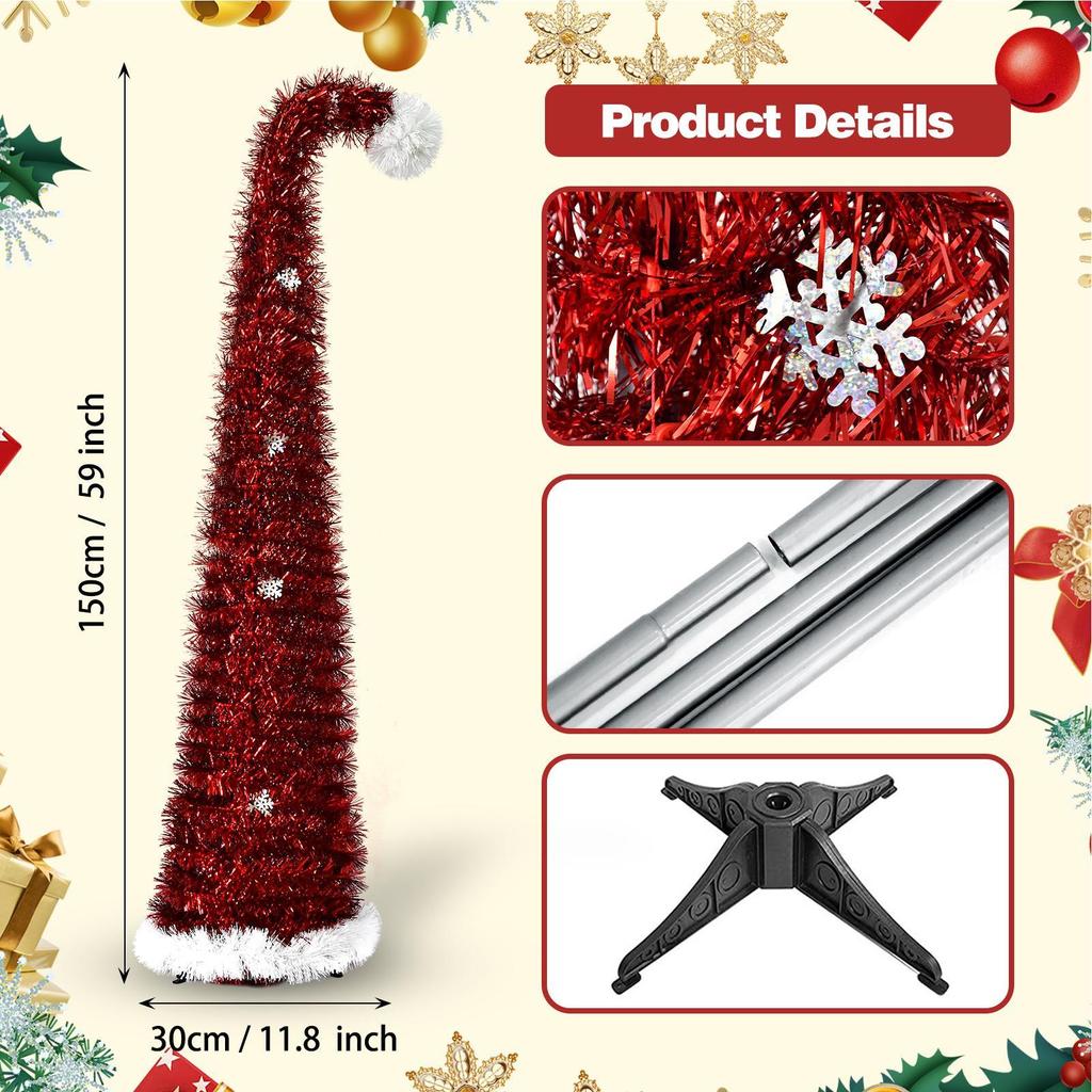 Christmas Tree 4.92 Ft Retractable Spiral Realistic Tabletop Ornament Mini Christmas Tree for Carnival Party Apartment Mothers
