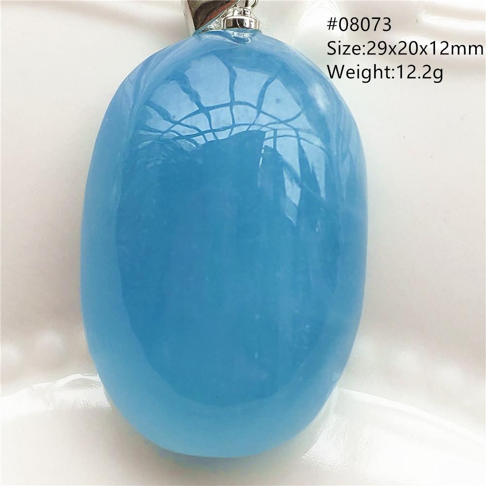 Natural Blue Aquamarine Oval Pendant Jewelry For Women Men Dark Aquamarine Necklace Fashion Brazil AAAAAA