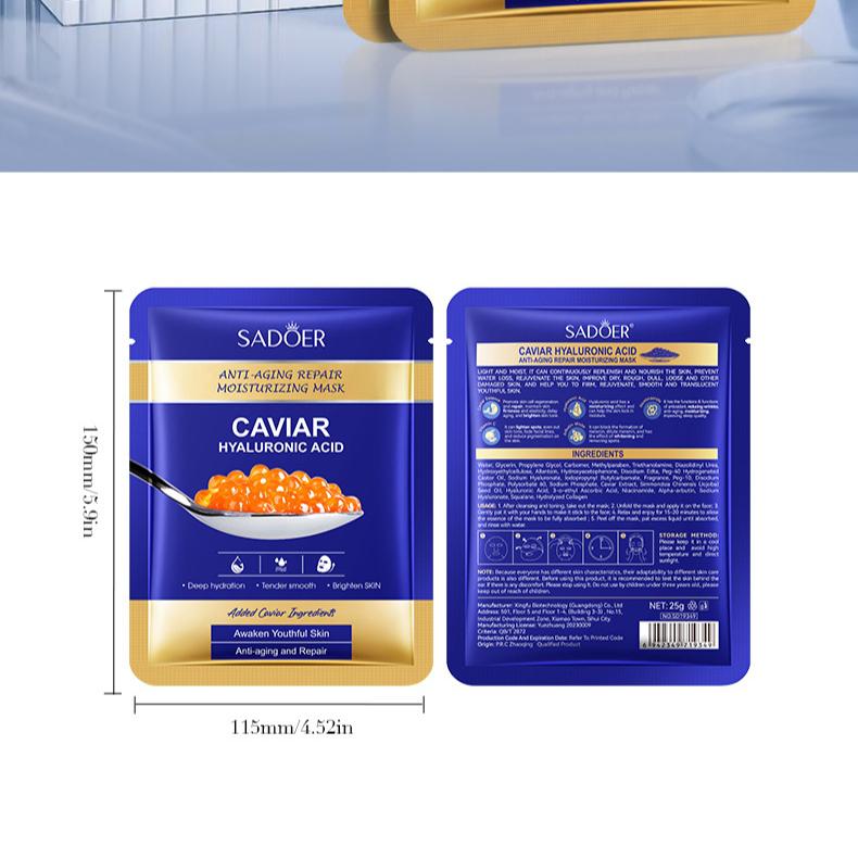 Kaviar Anti-Falten-Reparaturmaske 25g SADOER Hyaluronsäure Feuchtigkeitsmaske