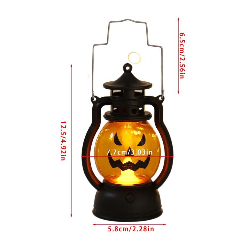 Décoration Ornement Lanterne Citrouille Halloween Créative Petite Lampe à Huile LED Électronique Lumière à Vent Pendentif Petite Lanterne Portative