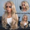 Parrucche Lunghe Honey Blonde 13x4 Lace Front Fibra ad Alta Temperatura Base Senza Colla Onde del Corpo Densità 150% Resistenti al Calore