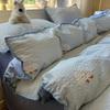 Maternal and infant grade A new puff yarn four-piece set, pure cotton naked bed sheet quilt cover, dormitory bed hat three-piece set