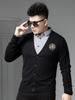 European Trendy Brand Gold-Stamped Cardigan Sweater for Men, 2025 New Autumn and Winter Style, Faux Two-Piece Knitwear, Warm Wool Sweater