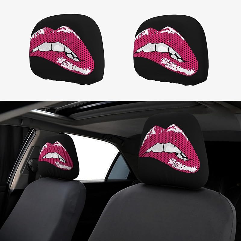 Cartoon Cute Eyes Car Headrest Covers 2 Pack Car Seat Head Rest Cover Auto Elastic Seat Coverings Vehicle Interior Accessories Protector Universal