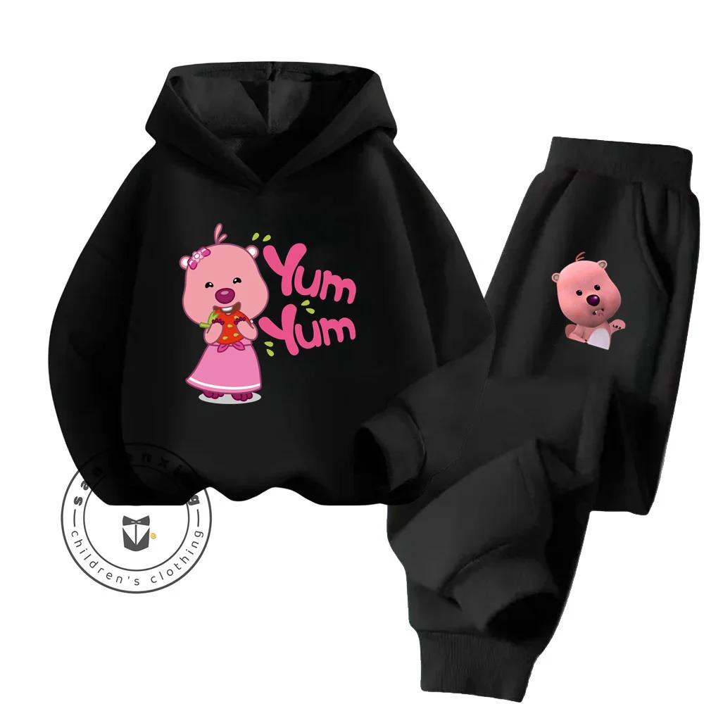 2025 Loppy Cartoon Einfarbiges Hoodie-Set A Hip-Hop-Stil Reines Baumwoll-Kostengünstiges Hoodie-Set Geliebt von Kindern im Alter von 3-14 Jahren