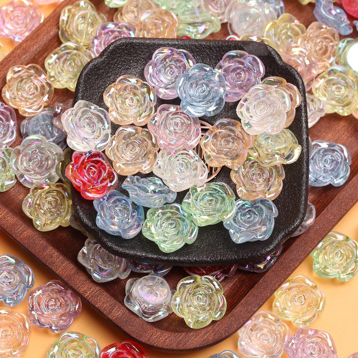 

500 г около 470 шт. 18 мм акриловые перфорированные с плоским дном модные ювелирные аксессуары «сделай сам» розовые бусины цветок AB волшебный цвет