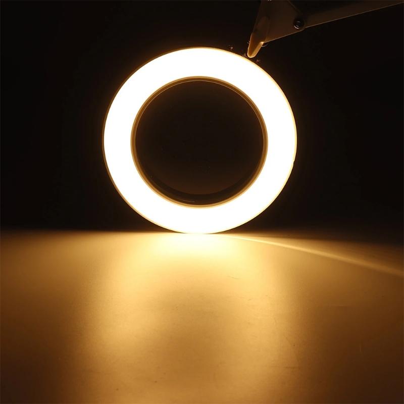 LED Magnifying Lamp Metal Swing Arm Magnifier Lamp - Stepless Dimming 3 Color Modes 5X Magnification Adjustable