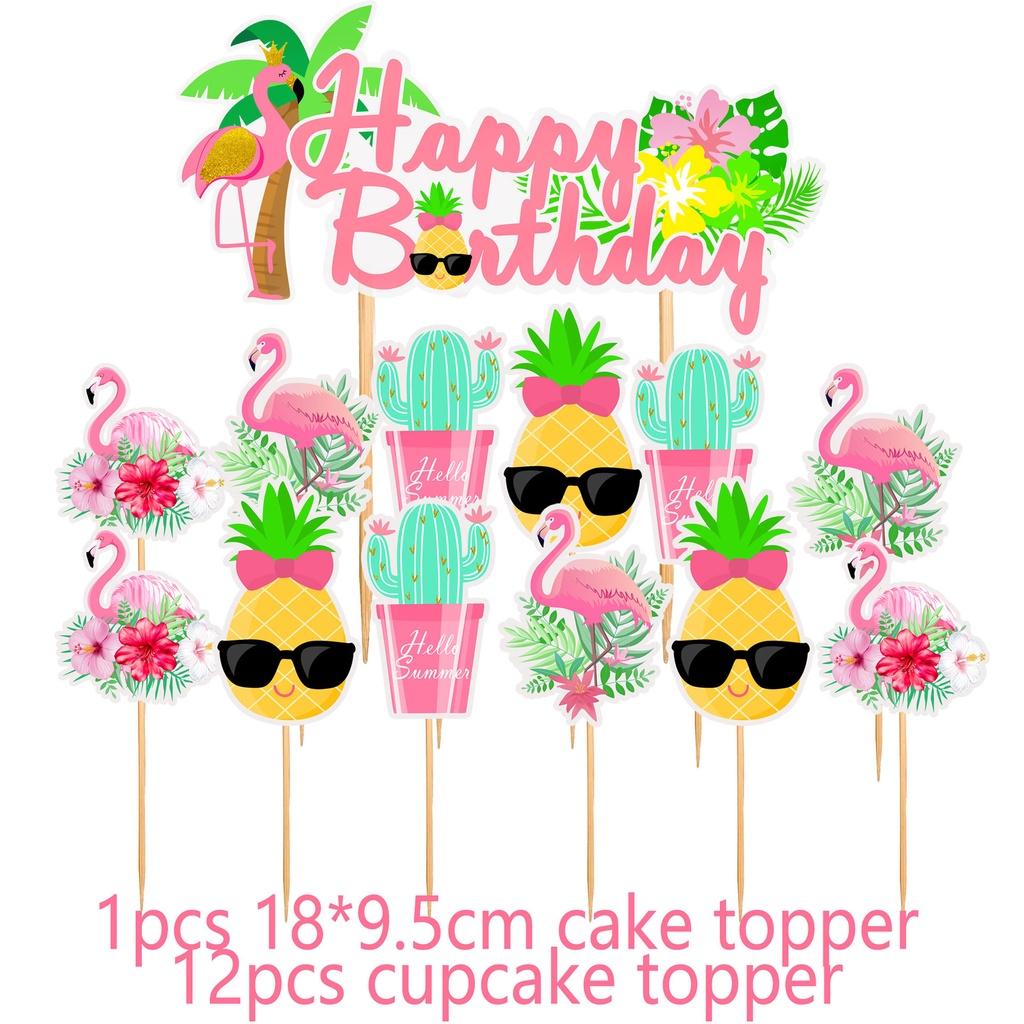 Vibrant Hawaiian Flamingo Cactus Pineapple Coconut Balloon Decoration For Festive Parties