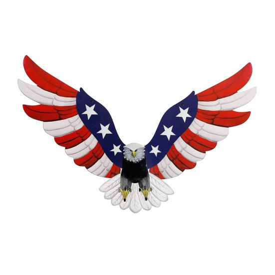 American Flag Eagle Metal Wall Art Independence Day 4th of July Patriotic Wall Sign Bald Eagle Door Hanger for Wall Front Porch Farmhouse Decor 1pc