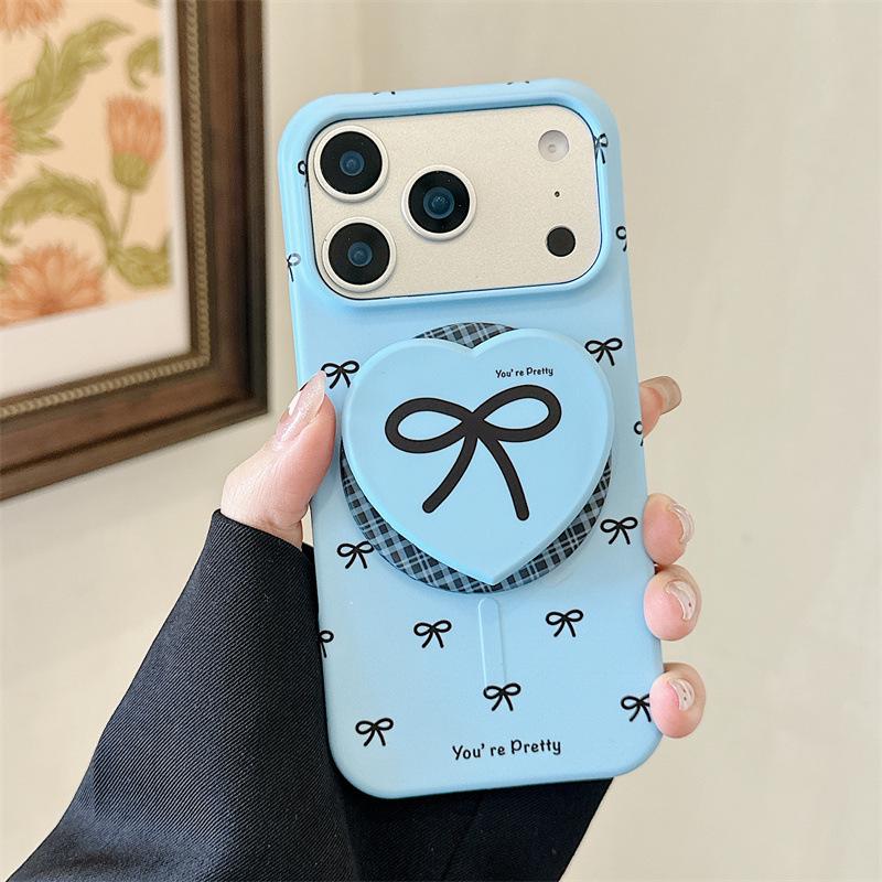 Korean Style Magnetic Bow Stand for iPhone 17/16 Pro Max/15 Pro Case - Premium Feel