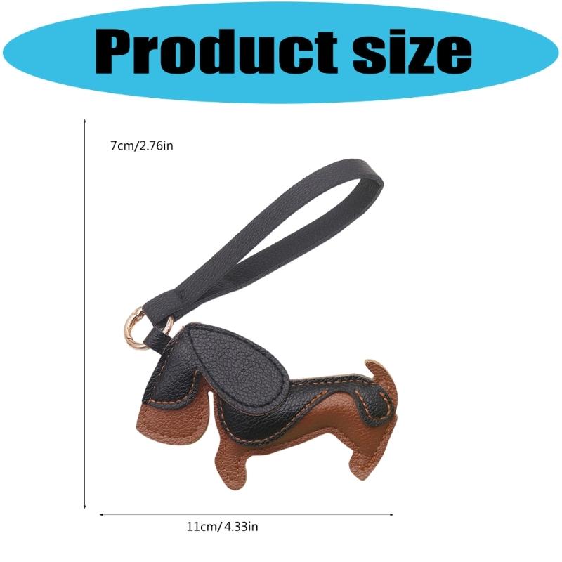 Mini 7x11cm Lightweight PU Leather Sausage Dog Keychain Handcrafted Decoration for Fashion Accessory and Gift