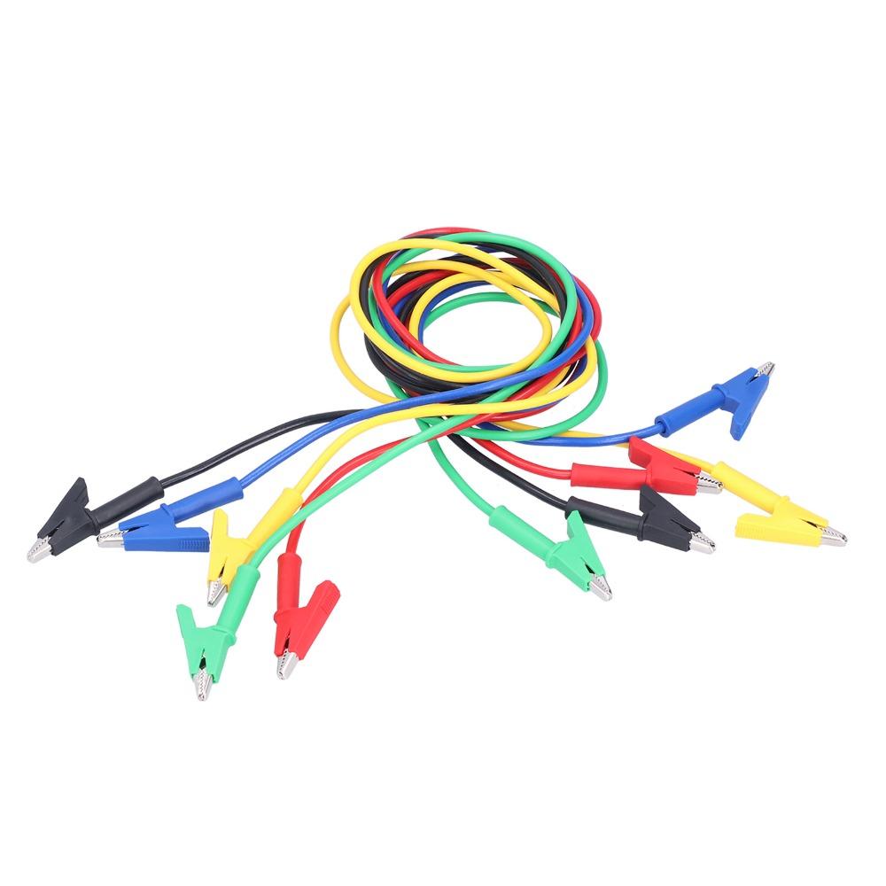 5PCS 1m Test Cable 5 Colors Jumper Wires Durable Alligator Clips  Electrical Testing