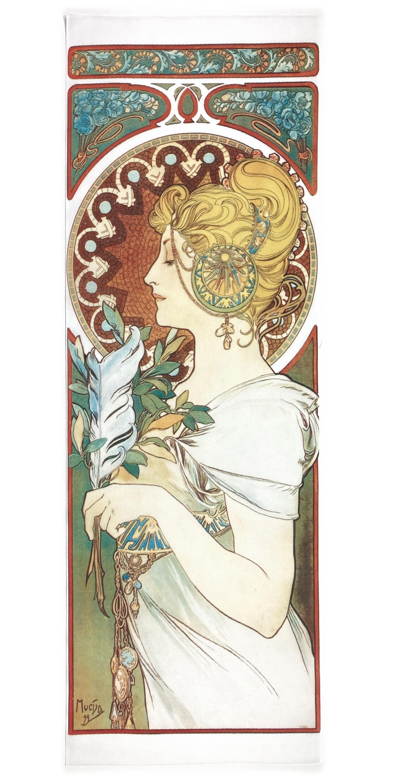 Alphonse Mucha Feather Hand Towel