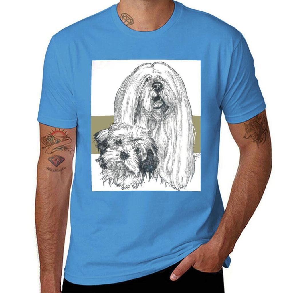 Lhasa Apso Father  Son TShirt Cotton Man Tshirts Anime T Shirts Luxury Man Plain T Shirts Men
