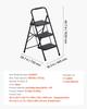 3 Step Ladder, Folding Step Stool with Wide Anti-Slip Pedal and Comfort Handgrip, Lightweight 272 kg Capacity Portable Steel Ladder, Multi-Use for