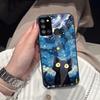 Case for Samsung Galaxy A21s Anime Black Cat Starry Cloud Print Phone Cover Acrylic Hard Back Shell With Flexible TPU Edge