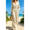 JPNTKY Women's Fashion Casual Long Sleeve V Neck Pants Suits