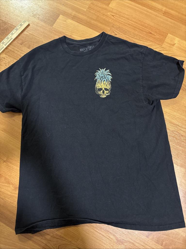 Riot Society Skull Coconut Graphic T Shirt Mens L Black Tropical Surf Tee