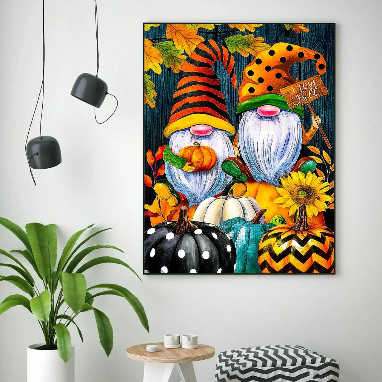 

5D Diy Алмазная картина «Два гнома и цветы», набор для вышивки крестом, полная алмазная вышивка, мозаика, художественная картина, декор из страз, подарок Full Round 20x30cm