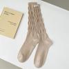 Women's Spring and Fall Vintage Solid Color Tall Drum Pile Calf Cotton Socks