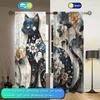 2pcs Elegant Printed Cat Printed Curtains   Shade and Privacy Protection   Suitable for Decorating Various Rooms
