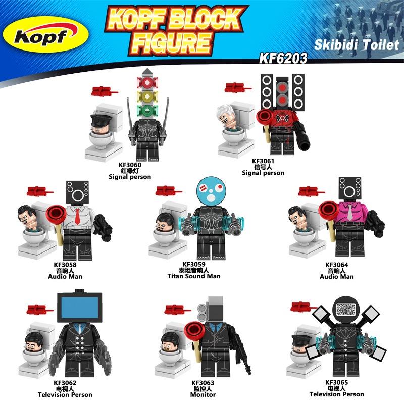 Kf6203 Toilet Man Sound Tv Surveillance Signal Traffic Light Assembly Building Block Toy Bag