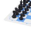Chess Set Plastic Chess Pieces PU Blue White Chess Board Black Drawstring Pocket Chess Game Set for Travel Party
