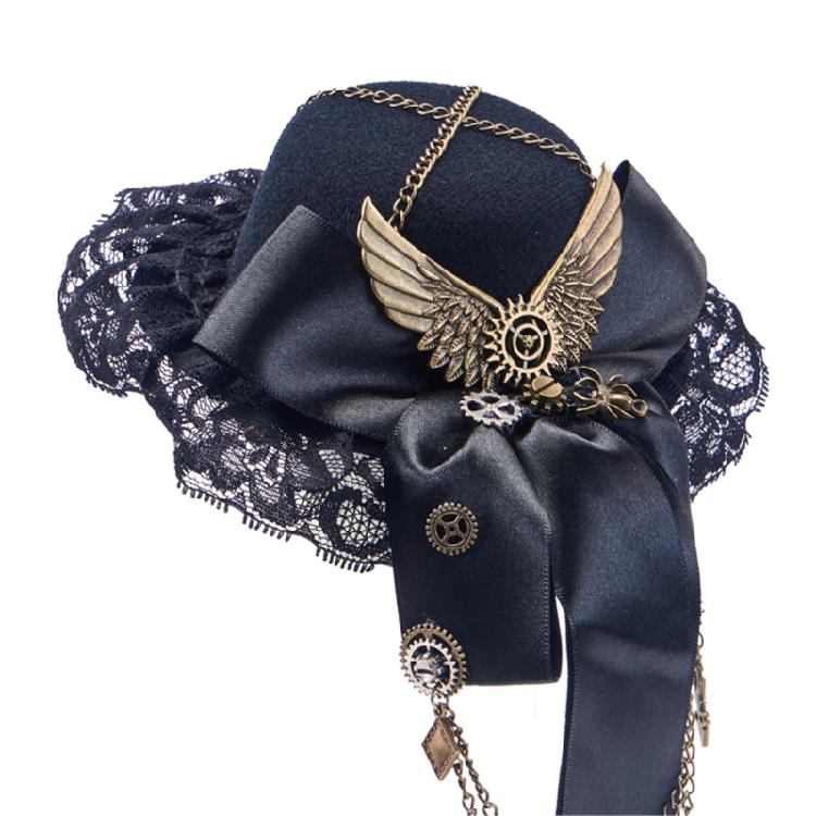 PunkStyle Top Hat with Gear Rose Party Fedoras Hat Hair Clip Carnivals Headpieces