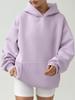 Women's Fashion Solid Color Hooded Loose Plug Sleeve Drawstring Loose Sweatshirt