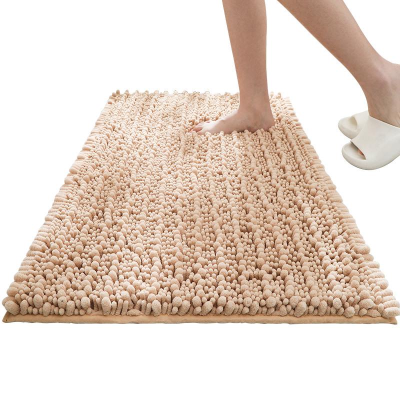 Solid Color Chenier Stain Resistant Carpet Toilet Non-Slip Foot Mat Household Toilet Door Mat Bathroom Absorbent Floor Mat