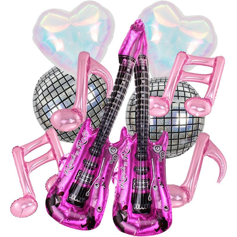

22 4D Disco Balloons Retro 80s-90s HipHop Party Decor Guitar Notes Music Themed Party Setup for Graduation Wedding, Birthday Other&As the picture