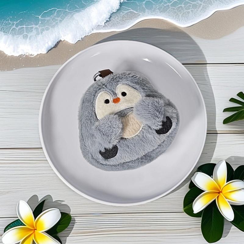 1 Piece Plush Wallet With Lanyard Mini Cartoon Penguin Coin Purse Zipper Bag Pendant Girls Charm Small Item Storage Bag